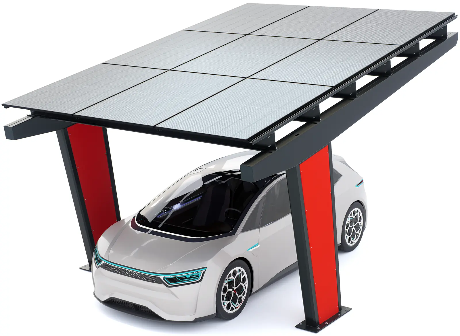 Fémszerkezetű autóbeálló fotovoltaikus panelekkel, 1 hely, 11-es modell